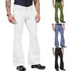 Vintage Jeanshose Einfarbig Dehnbar Slim Fit Mittelhoch Ausgestellt