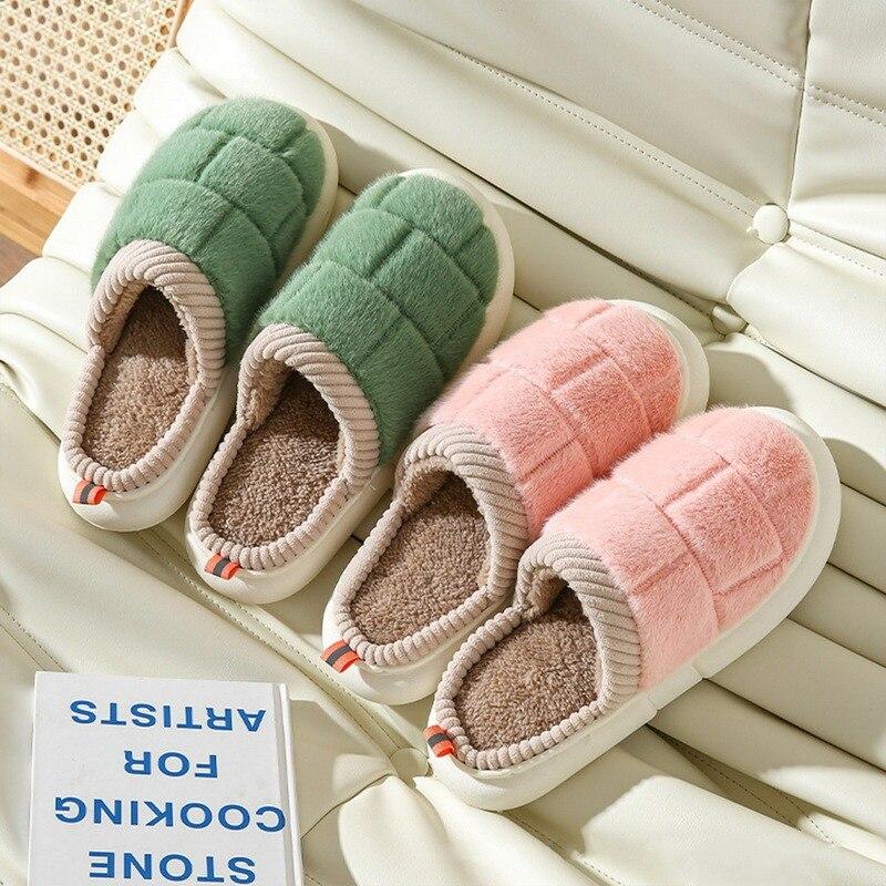Winter Warm Cotton Slippers Thick Soft Sole Slippers Men Women Indoor Floor Flat Home Non-slip Shoes Flip Flops Couple Slippers