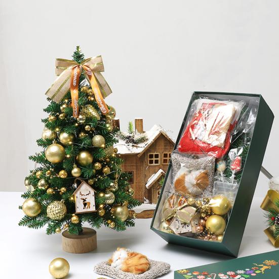 Mini-Weihnachtsbaum mit LED-Lichtern, hängende Ornamente, DIY-Desktop-Weihnachtsbaumdekoration, batteriebetriebener künstlicher Weihnachtsbaum