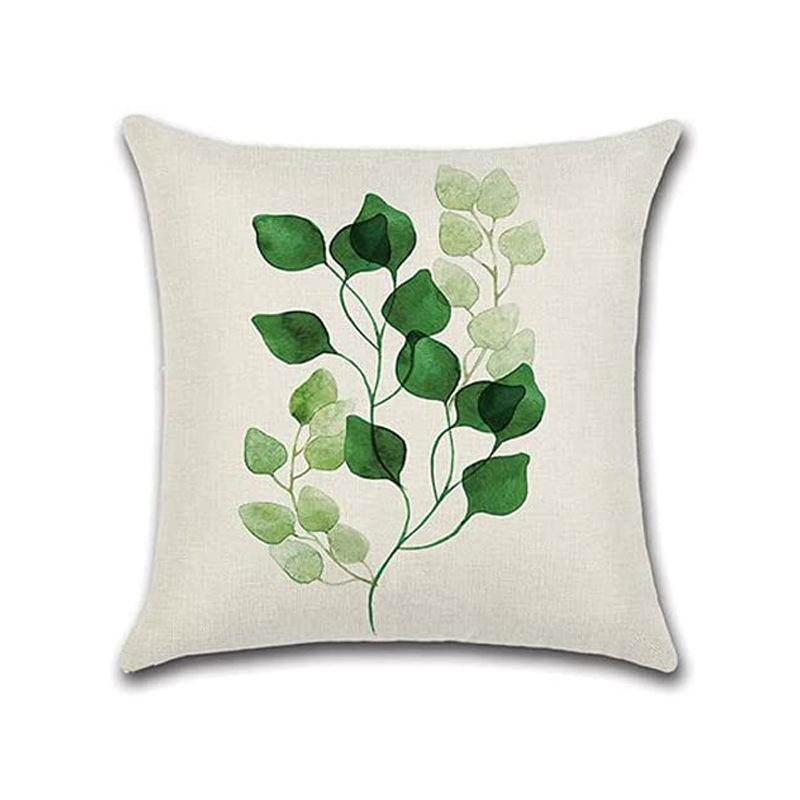 Simple Modern Green Leaves Tropical Plant Series Linen Pillowcase Nordic Small Fresh Style Cushion Cover
