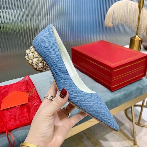 Black Rhinestone Stiletto Heels Chunky Heel Pointed Toe Work Shoes Patent Leather Suede Cowboy Blue Casual Pumps