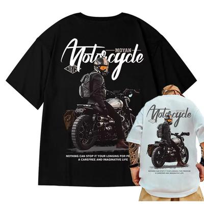 Rozmiar 8XL Męski T-shirt Casual Nastolatek Student Tee Amerykański Motocykl Vintage Mężczyzna Nadruk T-shirt Luźny Duży Rozmiar Duży Top