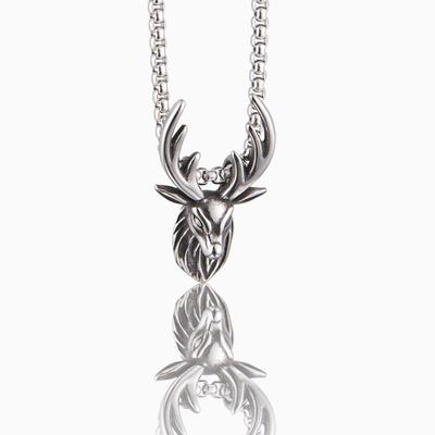 Elk Pendant Necklace: Stylish Titanium Steel Jewelry for Christmas