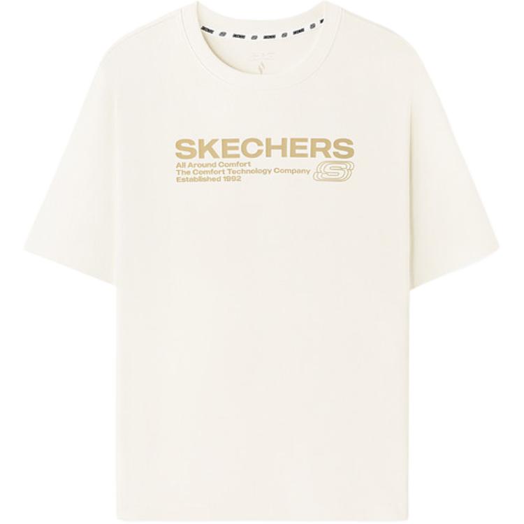 Skechers Knitted Round Neck Loose Short Sleeve T-Shirt Unisex tops L226U065-0074 S