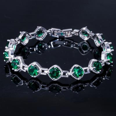 Elegant  Link Chain White Gold Color Shiny Sqaure Cubic Zirconia Bracelets for Female