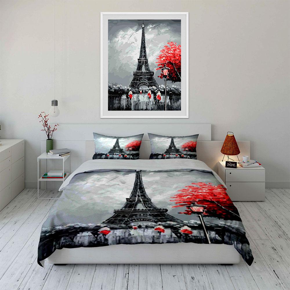 Eiffel Tower, red trees. Bedding sets Duvet cover sets Duvet covers Pillowcases(1* Duvet Cover 2* Pillowcases without duvet insert)