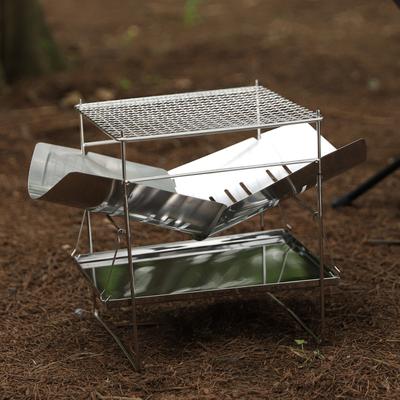 Outdoor Stainless Steel Burner Camping Charcoal Barbecue Portable Folding Camping Wood Burner