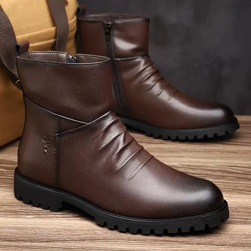 Size 48 Mens Shoes New Designer Ankle Boots for Men Fashion Casual Men Dress Shoes Male Side Zipper Leather Chelsea Boots Botas