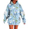 Ladies' Christmas Printed Bow Long Sleeved Loose Fitting Headband With Rope Hooded Sweatshirt Top
