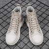 Fashion Men's breathable round toe motorcycle boots casual hiking shoes high top wear-resistant anti-oxidation versatile fashion