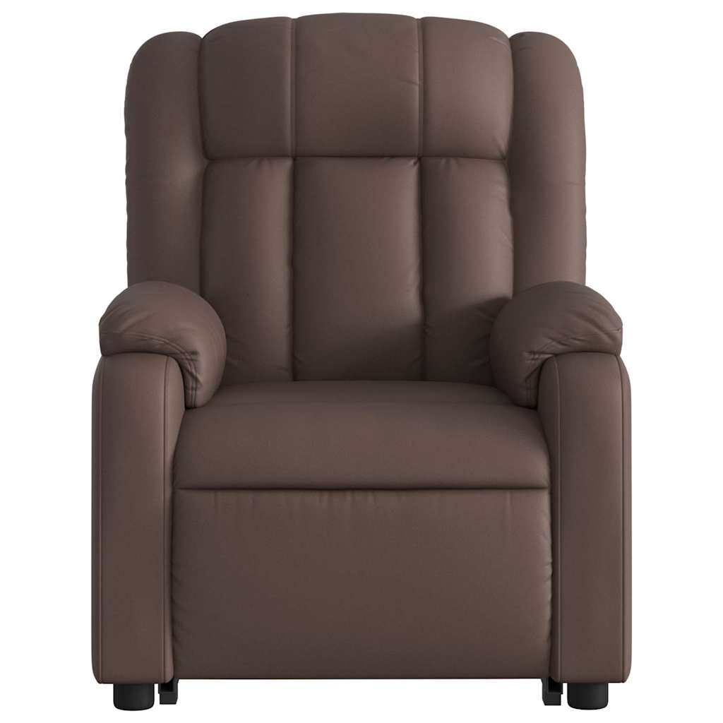 Recliner Chair with Lift Assist Brown Faux Leather