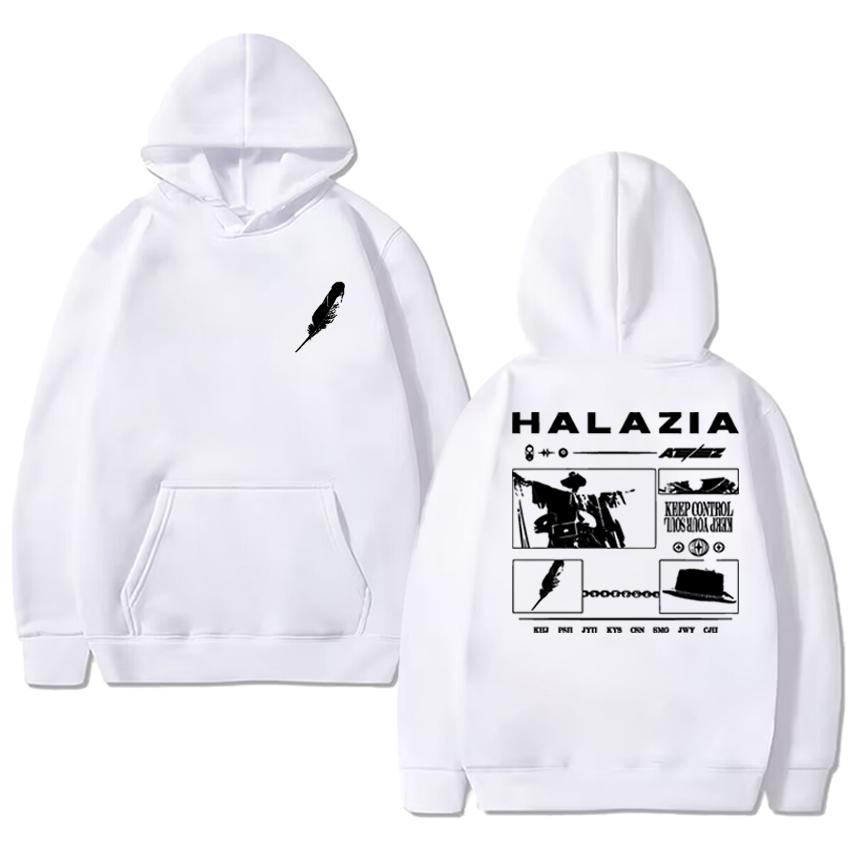Hot Sale ATEEZ Halazia Double Sided Printed Hoodies Men Women Trend Y2k Casual Sweatshirt Unisex Fleece Long Sleeve Pullovers