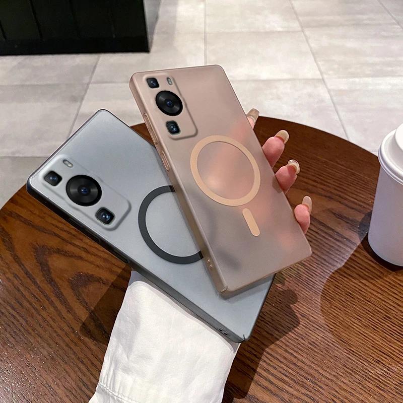 For Magsafe Case For Huawei P60 Pro P60Pro Magnetic Wireless Charge Matte Hard Back Cover Phone Case