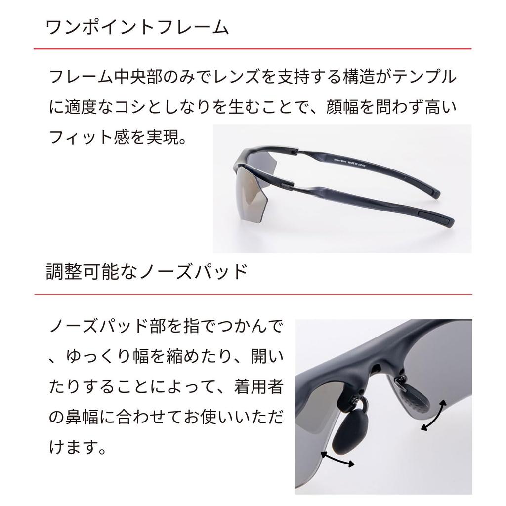 Made in Japan Sports Sunglasses Running Mirror Polarized Lightweight MMIT Silver Mirror x Polarized Smoke Airless Core 2 Marathon Trail Running