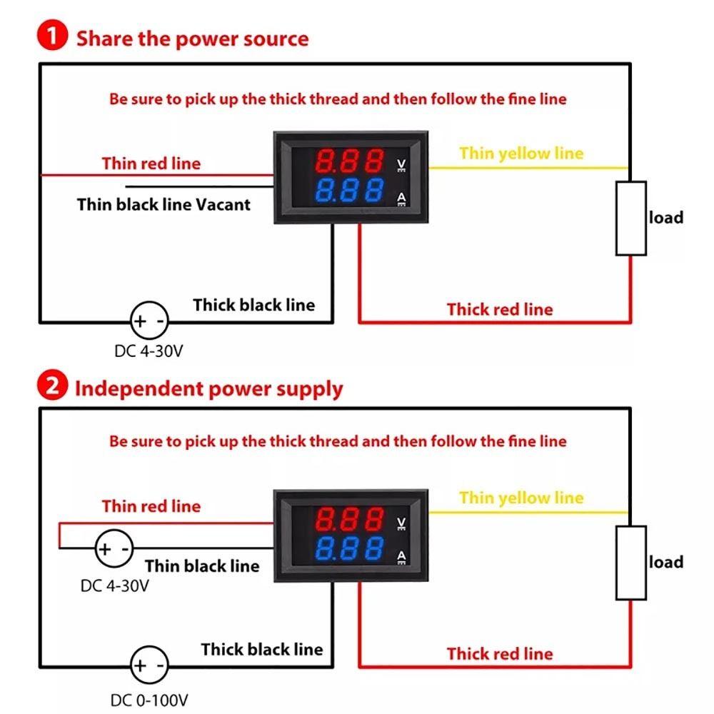 1Pcs Red Blue LED Display Digital Voltmeter Ammeter Electromobile Motorcycle Car