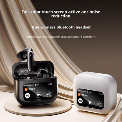 LCD Screen Noise Reduction Headset Full Color Touch Screen Bluetooth Headset ANC Smart Screen Commercial Sports Headset