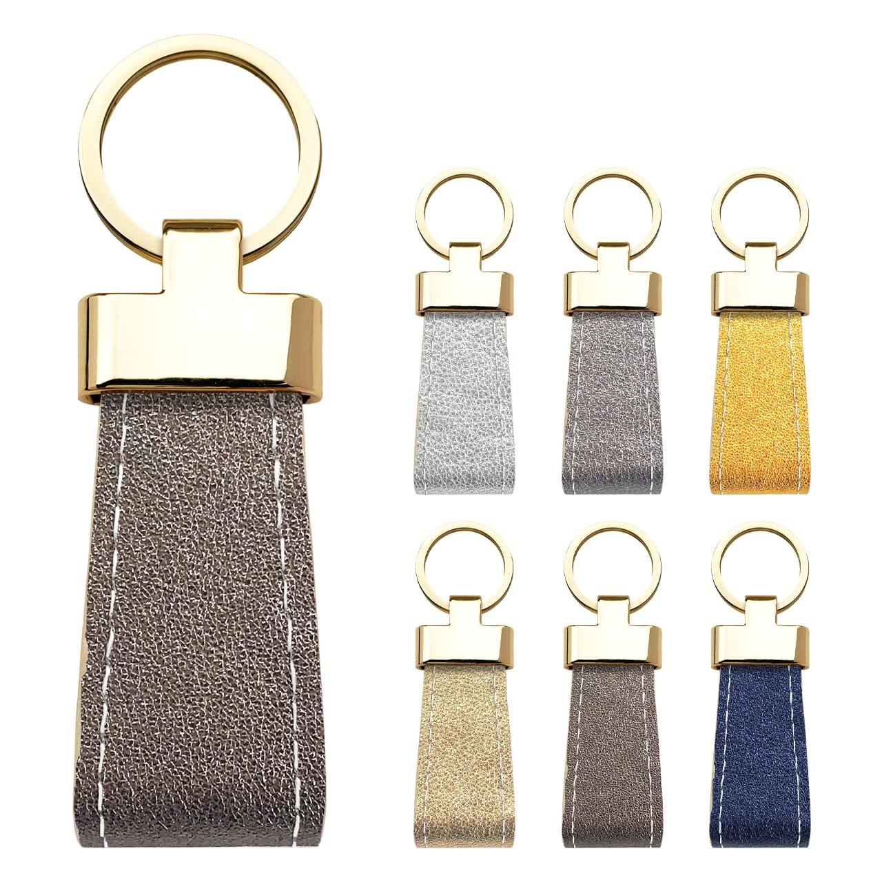 

Genuine Leather Glitter Smart Key Ring for Women, Double Ring, Genuine Leather Key Ring, Leather Keychain, Bag Charm [NB] Bronze