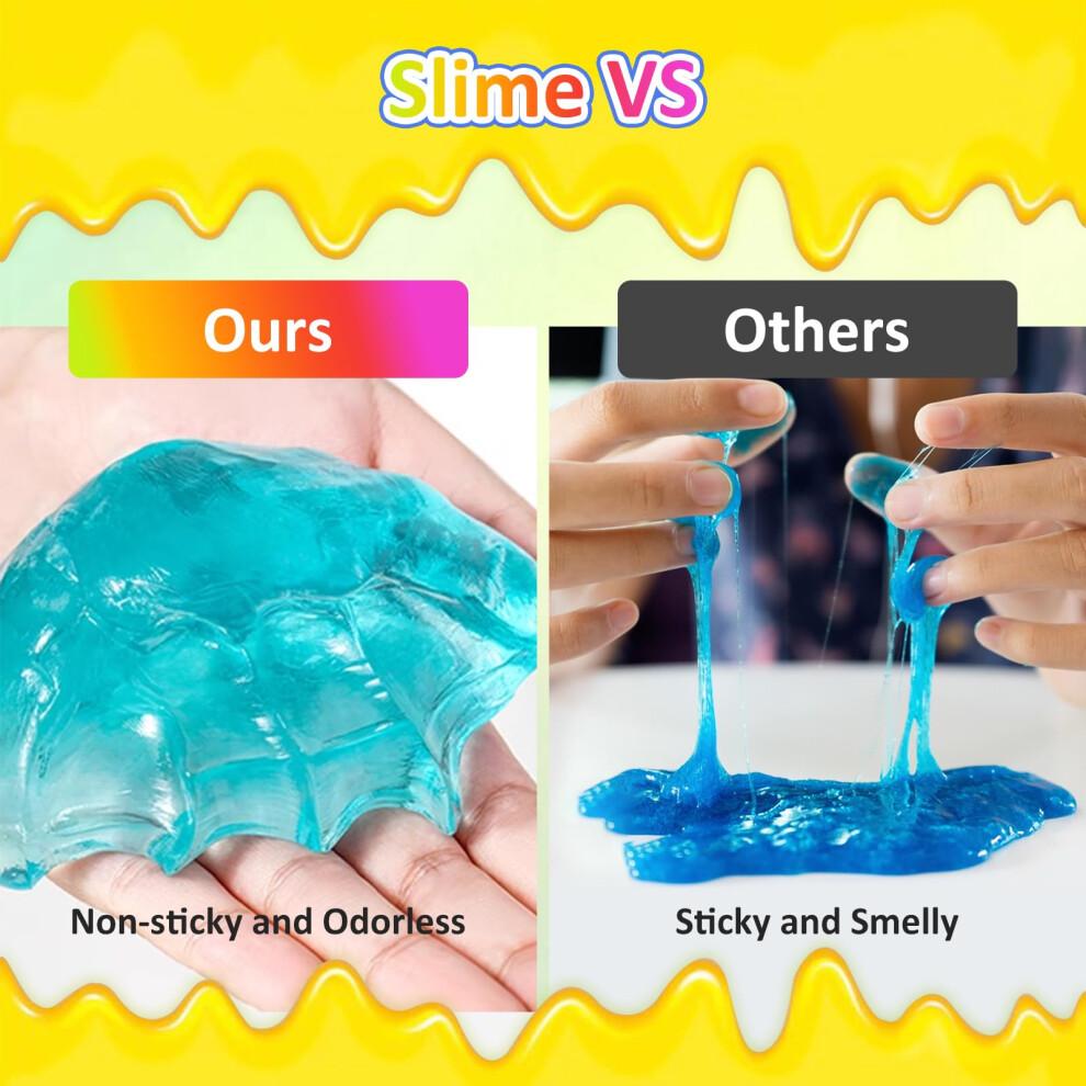 Clear Jelly Crunchy Slime Kit, 6 Packs Slime Kits for Girls, Non Sticky Slime for Kids, DIY Premade Crystal Glue Boba Slime Set, Super Soft Sludge Toy