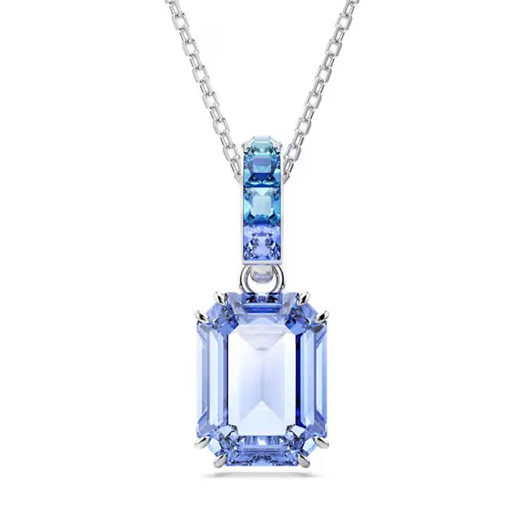 

Swarovski Millenia Pendant Octagonal Cut Rhodium Plated Crystal Necklace Women necklace Blue 5696518 Box+Shopping Bag (Random Color)