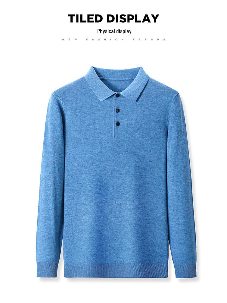 Men's Thickened Silk Wool Knit Pullover Sweater - Round Neck, Plain Color, Autumn/Winter Casual Lapel Cardigan.