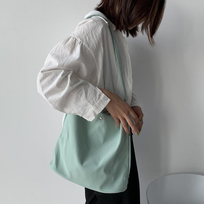 Candy Color Simple Solid Color Canvas Bag Female Single Shoulder