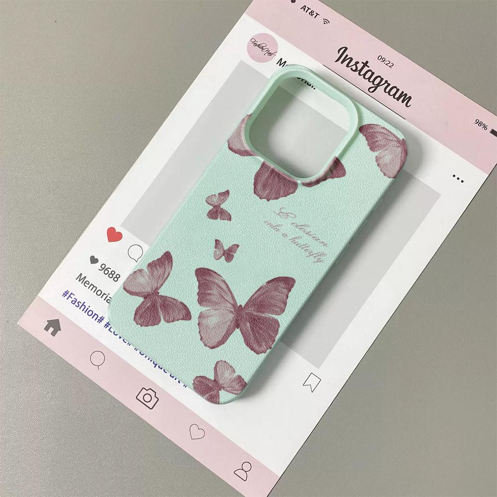 Pink Butterfly Phone Case for iPhone 17 16 15 14 Plus 13 12 11 Pro Max Aesthetic Soft TPU Shockproof Protective Cover