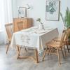Embroidered Cotton Linen Floral Tassel Table Cloth Rectangular Tablecloth for Home Party Wedding Dining Decor Talbe Cover