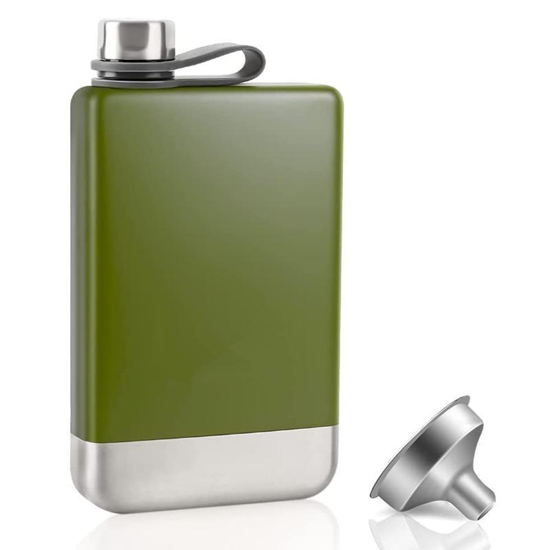 1PC Premium Hip Flask for Whiskey 9oz 304 Stainless Steel Hip Flask with Funnel Leakproof Camping Whiskey Flask. White