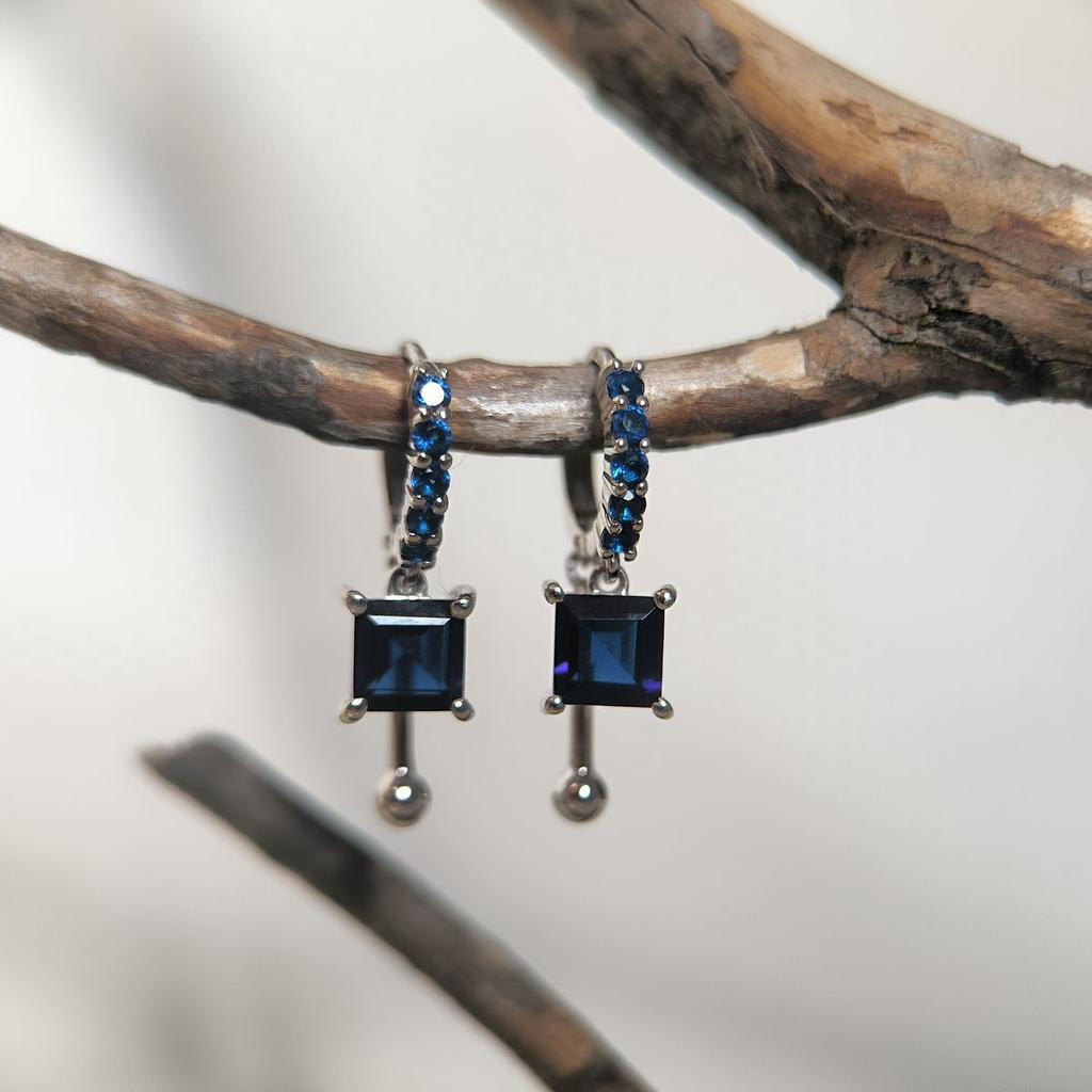 Silver Earrings with Nano Sapphire 2.35ct (2195078)