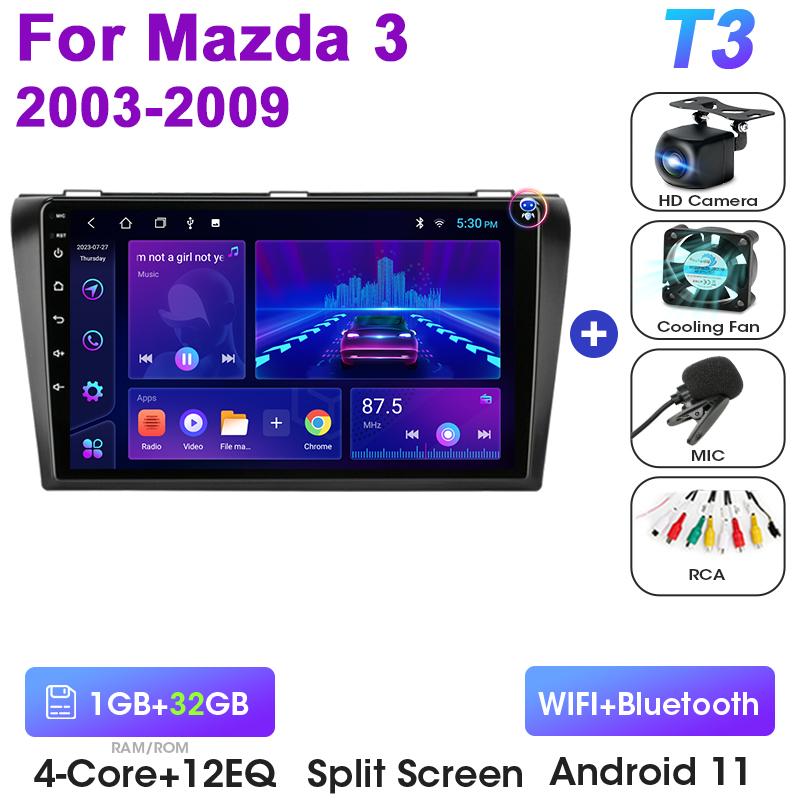 For Mazda 3 2003 2004-2009 2 Din Android 12 Car Radio GPS Navigation 4G WIFI Carplay Auto Intelligent Systems Smart Autoradio