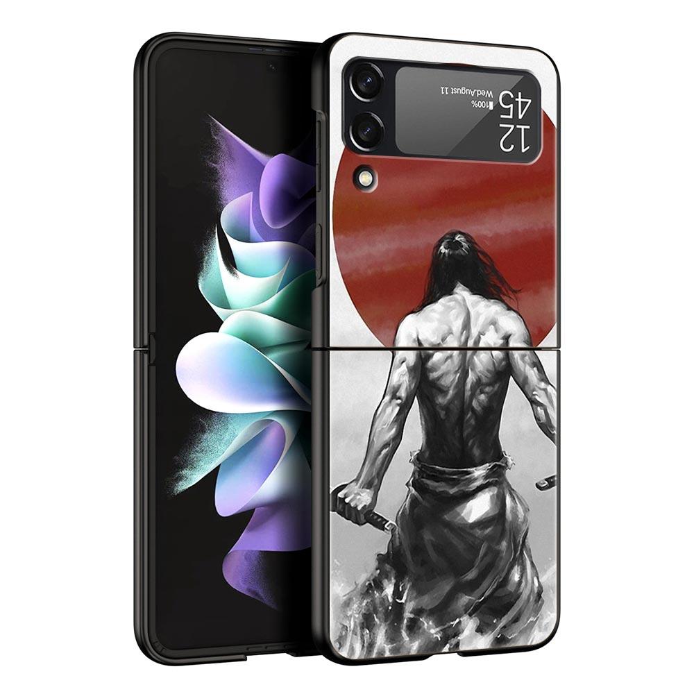 Japanese Bushido Samurai Phone Case For Samsung Galaxy Z Flip3 Flip4 Flip5 Case Shell For Z Flip 3 4 5 6 7 Hard Folding Cover