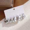 Texture Geometry Multi Shaped Women'S  Ring Earring Set Elegant  Style Unique Design Earrings