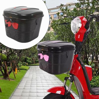 E Bike Basket Front Mounted Bicycle Lock Design Easily Install with Cover Waterproof Storage