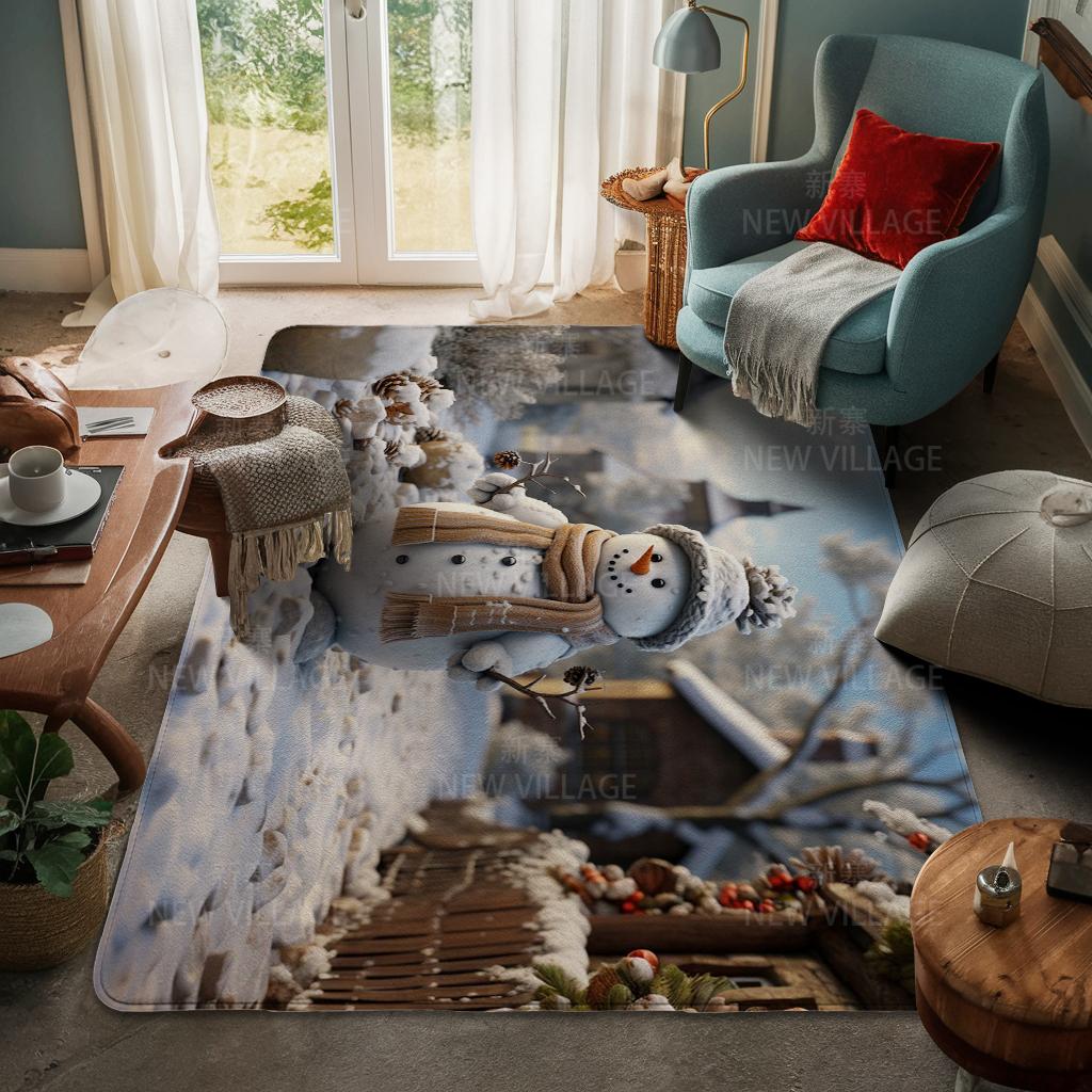 House Entrance Carpet Home Door Mat Living Room Bath Foot Bathroom Non-slip Water Absorption Rugs Bath Merry Christmas Winter