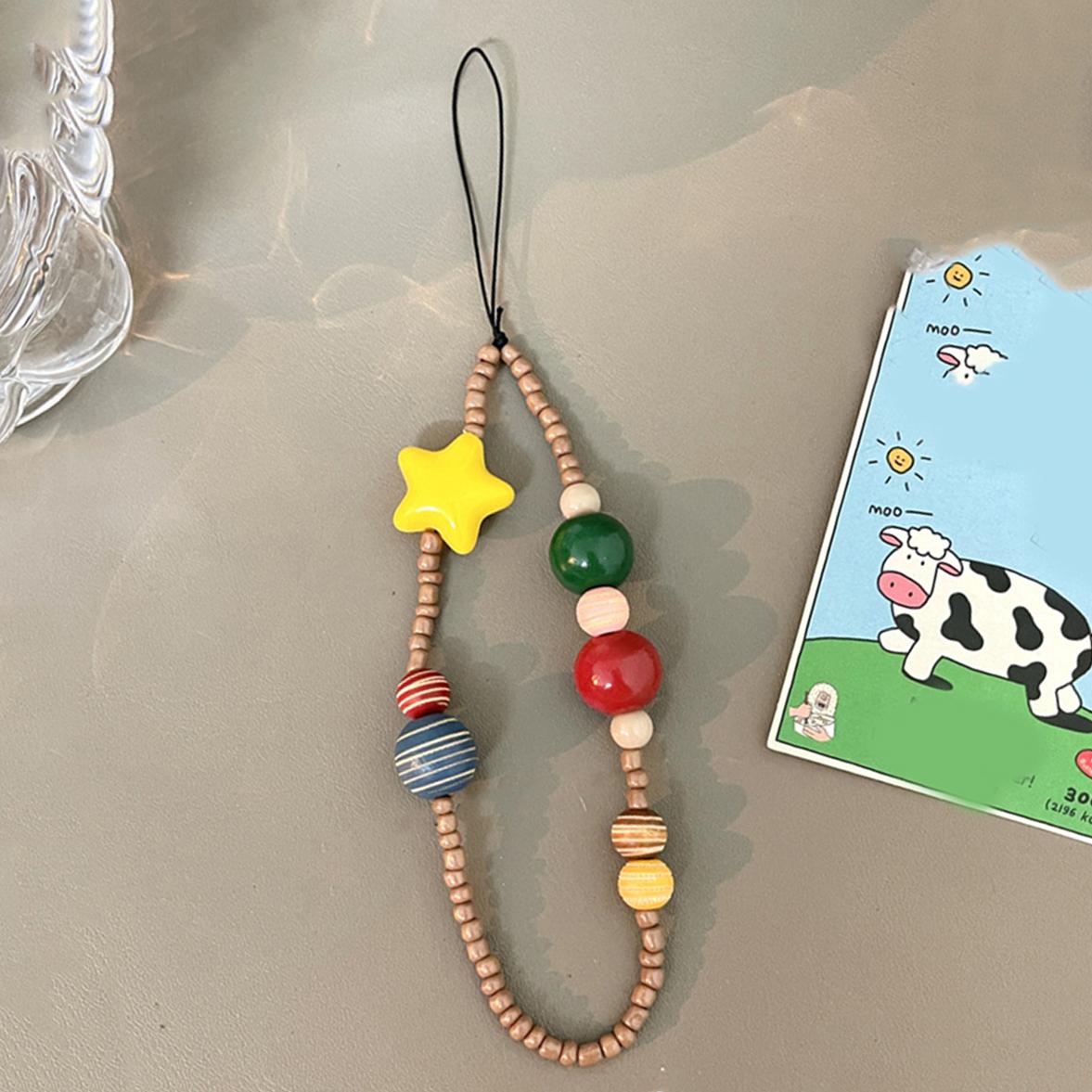 

Ins Sweet Cute Glossy Star Colourful Phone Case Charm Chain Strap Wrist Trendy Pendant For iPhone Samsung Universal Accessories