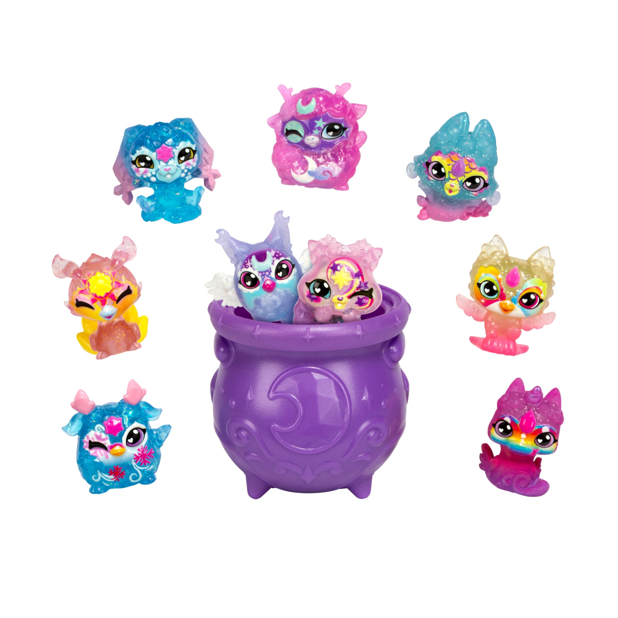 

Magic Mixies Mini Magic Shimmerverse Series Коллекционный набор - 9 мини-фигурок Magic Mixies с волшебным открытием котла с шипением - 2 скрытые мини-фигурки