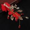 Hair Ornaments Red Flower Women Barrettes Duckbill Clips Festival Hairpins Chinese Hanfu Hair Clips