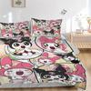 3pcs Sanrio Cute Characters Quilt Cover Set - Soft & Comfortable Polyester Fabric, All-Season Breathable Comforter Set For 1 Quilt Cover & 2 Pill