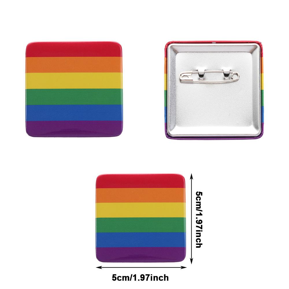 Round/Square Pride Rainbow Gay Pins Flag Tinplate Badge Support Gay Lesbian Bisexual Transgender Symbol Pin Icons Brooch