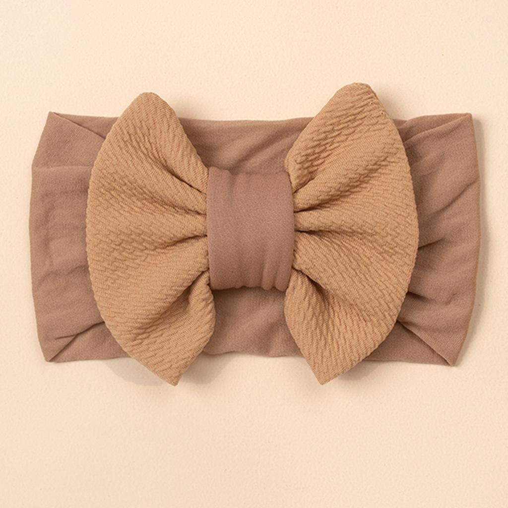 2022 Cukrová barva Dětské žebrované pokrývky hlavy: Nylonová mašle široká čelenka pro kojence a děti