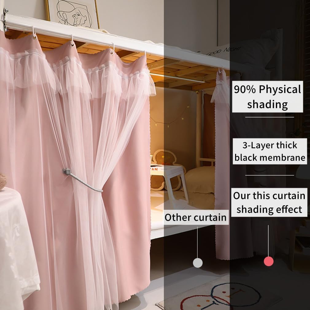 Dorm Home Bunk Bed Curtain Cloth Solid Thicken Bed Canopy Students Privacy Bed Shading Curtain Tent Lightproof Breathable Blackout Bedding Canopy