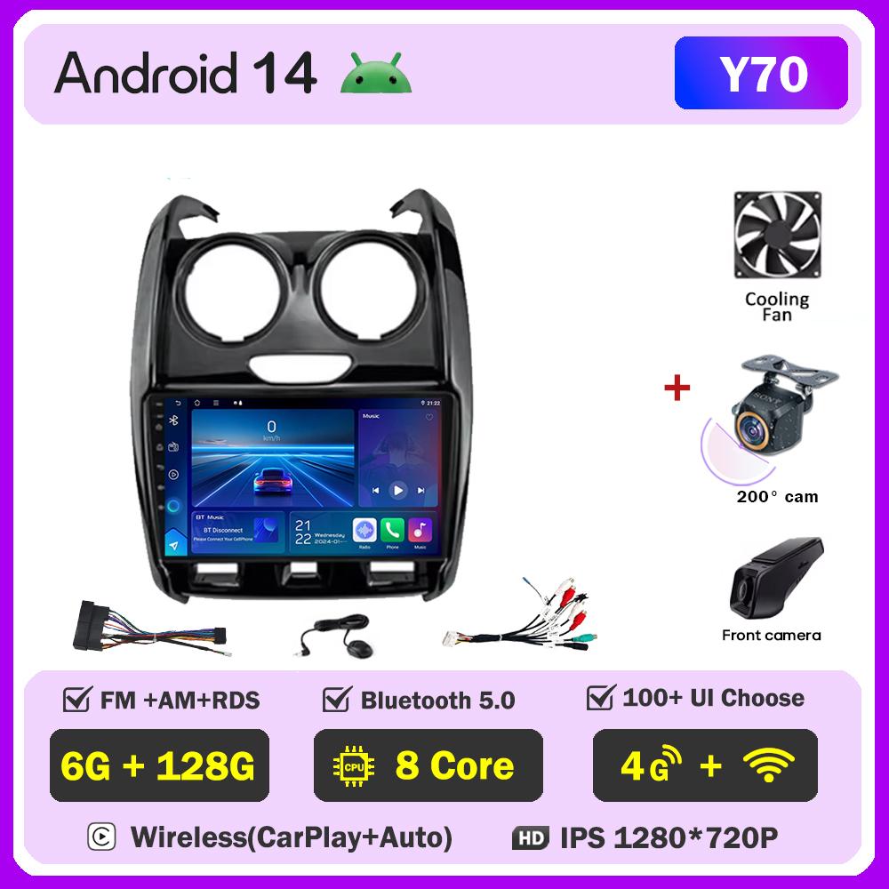 Car Radio For Renault Duster 2015 - 2020 For LADA Largus 2021 Android 14 Multimedia Player GPS Navigation Carplay Android Auto