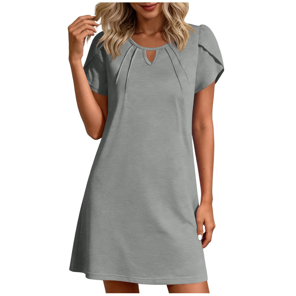 Europe, America 2025 beach A-shaped dress, women's casual spring and summer short-sleeved dress