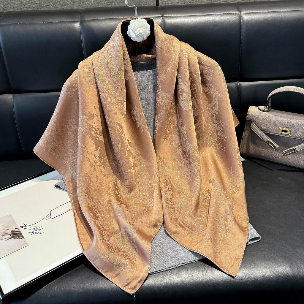 90x90cm New Spring/Summer Imitation Silk Square Shawl Scarf Flower Handkerchief Scarf Women Bandana Headscarves