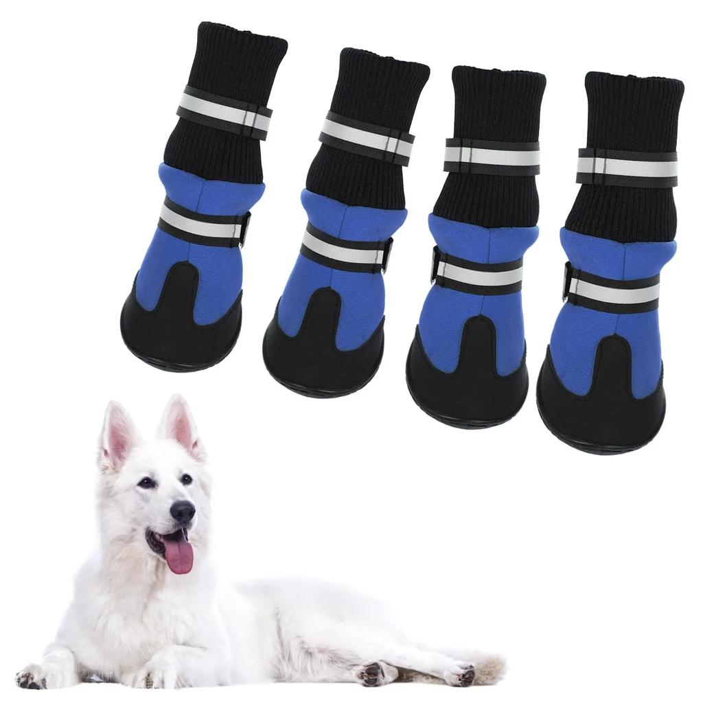 JBTP New 4Pcs Waterproof  Reflective Dog Boots Winter Pet Dog Shoes Outdoor Puppy Snow Dog Booties Anti-Slip Socks Paw Protector