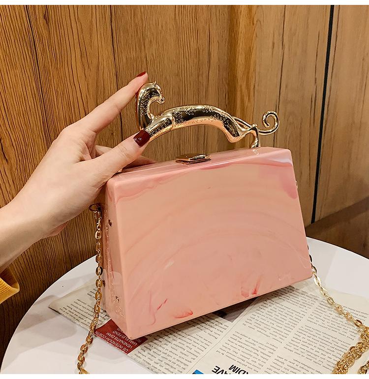 Fashion acrylic box bag  new European and American candy color portable dinner bag chain messenger bag