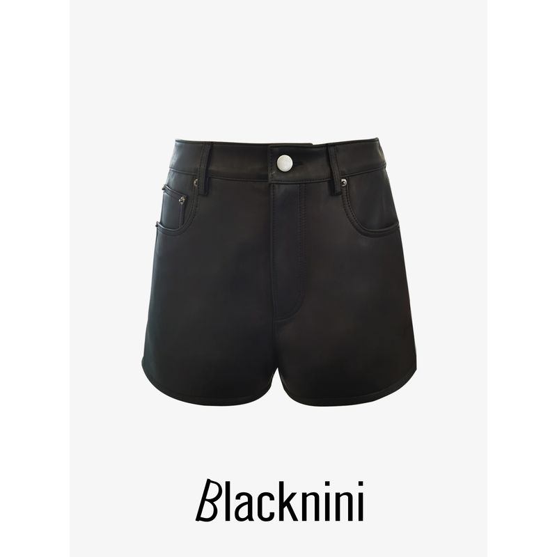 

Blacknini Инь Вафля Натуральный Необработанный Хлопок Козья кожа Костюм Воротник-стойка Накладной карман Кожаный Жилет Black (shorts) XL