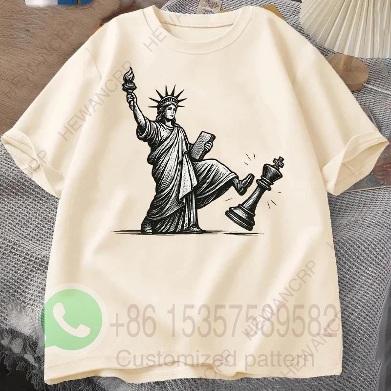 No Kings T Shirt Statue of Liberty Mens Tracksuit Cotton Casual Sportswear ONeck Pullover Short Sleeve Tops Summer Streetwear