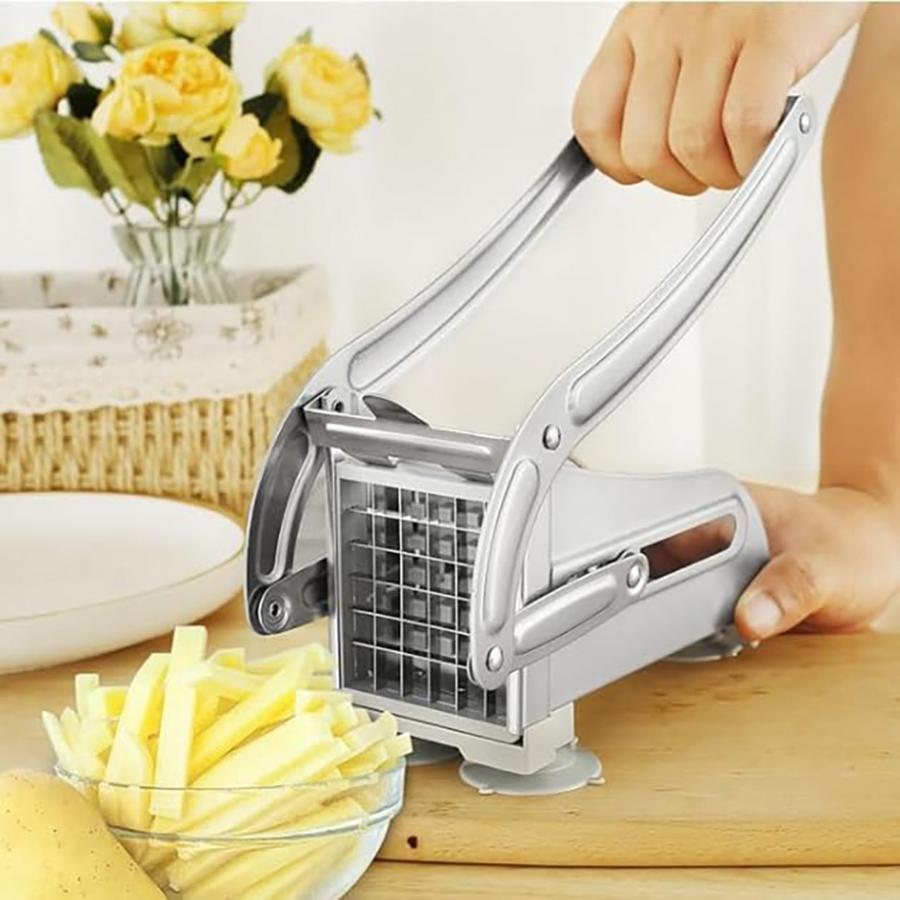 French Fries Cutter Stainless Steel Potato Slicer Quick-Cut Potato Slicer with 36 46 Hole Blade Manual Kitchen Tool