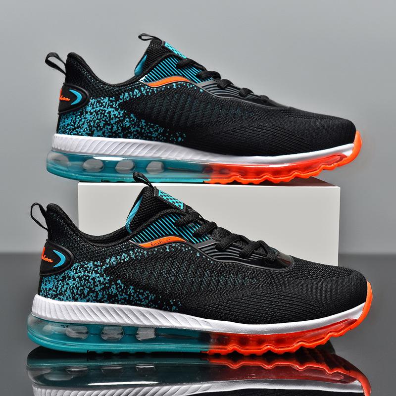 2025 Summer Sports and Leisure Shoes, Men's Shoes, Full Air Cushion Running Shoes, Fly-woven Ultra-light Shock Absorption and Colorful Air Cushion